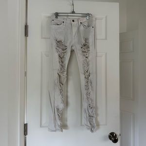 Pistola Distressed Ivory Skinny Jean